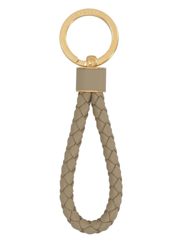 Intreccio Lambskin Key Holder Taupe - BOTTEGA VENETA - BALAAN.