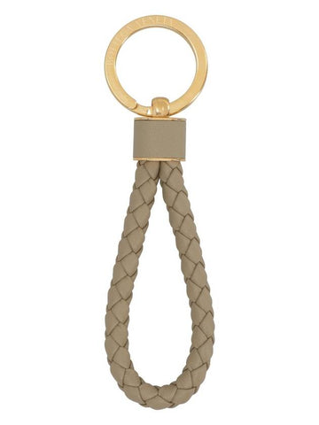 Intreccio Lambskin Key Holder Taupe - BOTTEGA VENETA - BALAAN.