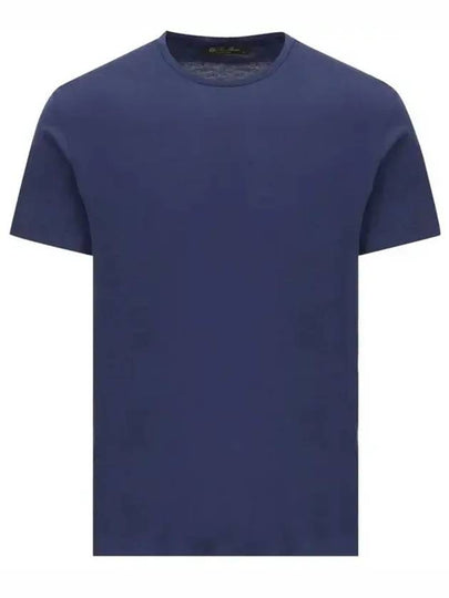 Silk Cotton Soft Short Sleeve T-Shirt Delft Blue - LORO PIANA - BALAAN 2