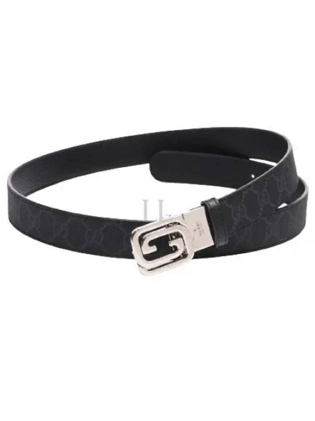 Squared Interlocking G Reversible Leather Belt Black - GUCCI - BALAAN 2