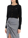 Bea ORB Embroidered Logo Crop Cardigan Black - VIVIENNE WESTWOOD - BALAAN 5