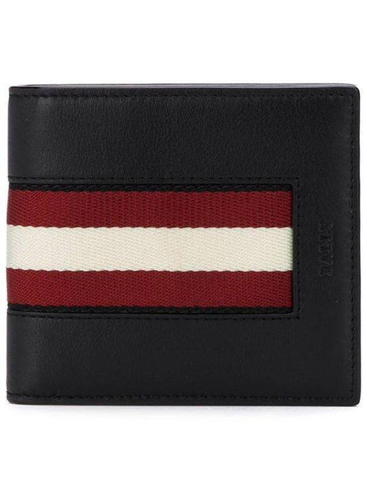 Brasai Stripe Leather Bifold Wallet Black 598428 22369 F100 - BALLY - BALAAN 1