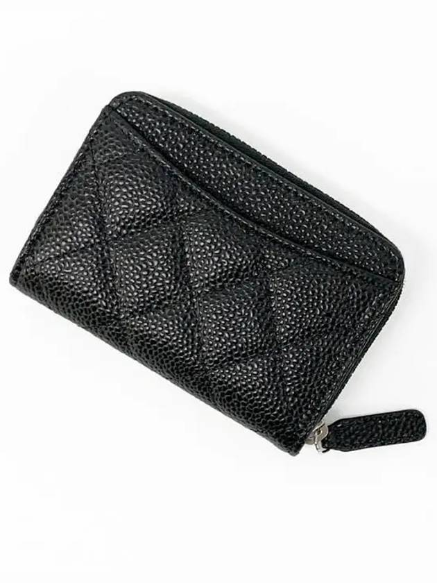 AP0216 Caviar Classic Zipper Card Wallet Black Silver - CHANEL - BALAAN 4