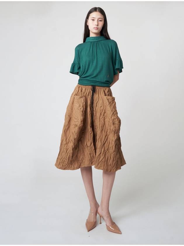 Crinkle Bermuda Wide Pants Camel - ATHPLATFORM - BALAAN 3