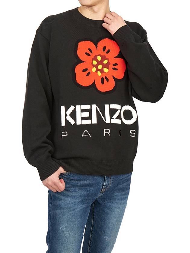 Boke Flower Wool Jumper Knit Top Black - KENZO - BALAAN 6