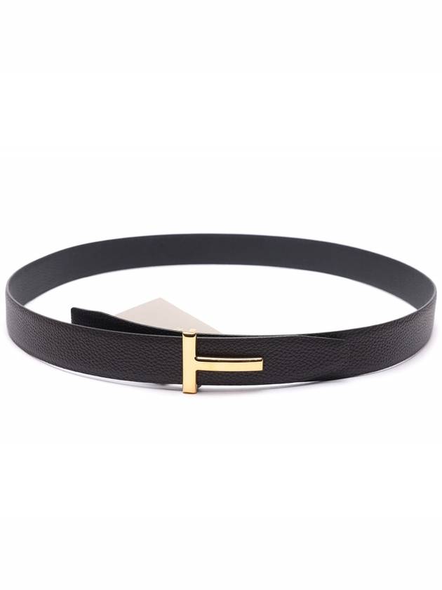 T Logo Reversible Leather Belt Black Brown - TOM FORD - BALAAN 5