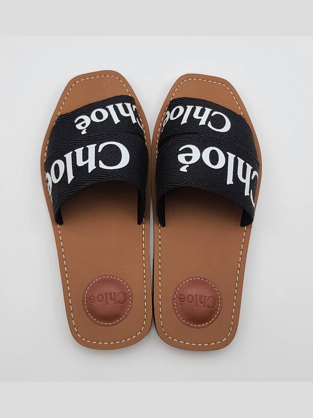 Woody Logo Flat Mule Slippers Black - CHLOE - BALAAN 8