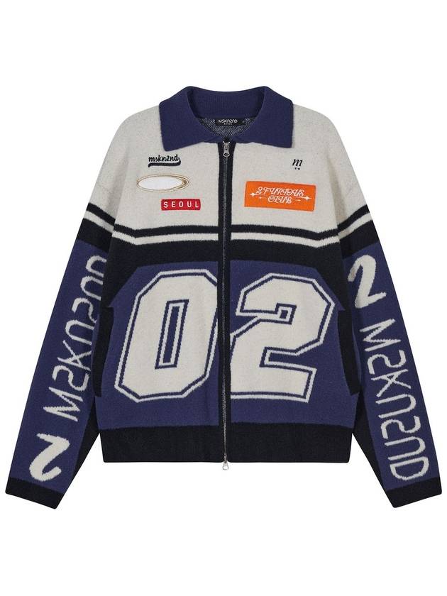 Racing Knit Zip-up Cardigan Navy - MSKN2ND - BALAAN 4