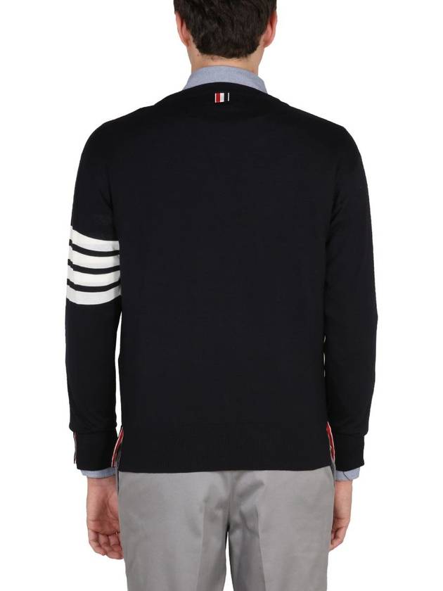 4 Bar Armband Classic Merino Wool Knit Top Navy - THOM BROWNE - BALAAN 8