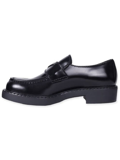 Chocolate Brushed Leather Loafers Black - PRADA - BALAAN 2