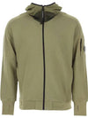 Men s Soft Neck Lens Hooded Zip Up Khaki - CP COMPANY - BALAAN 1