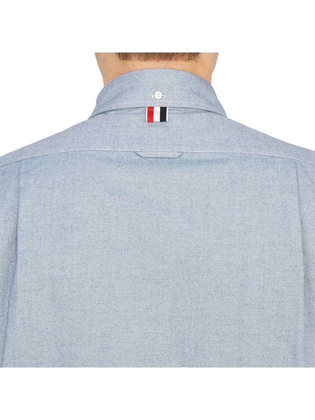 Men's Diagonal Solid Flannel Long Sleeve Shirt Light Blue - THOM BROWNE - BALAAN 10