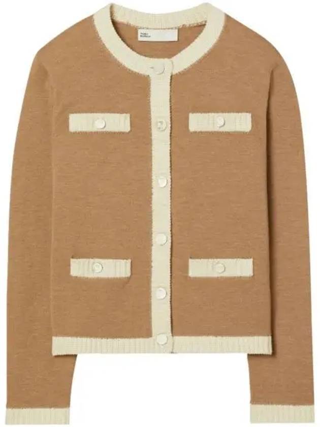 cardigan 162763 265 CAMEL HEATHER FRENCH CREAM - TORY BURCH - BALAAN 2