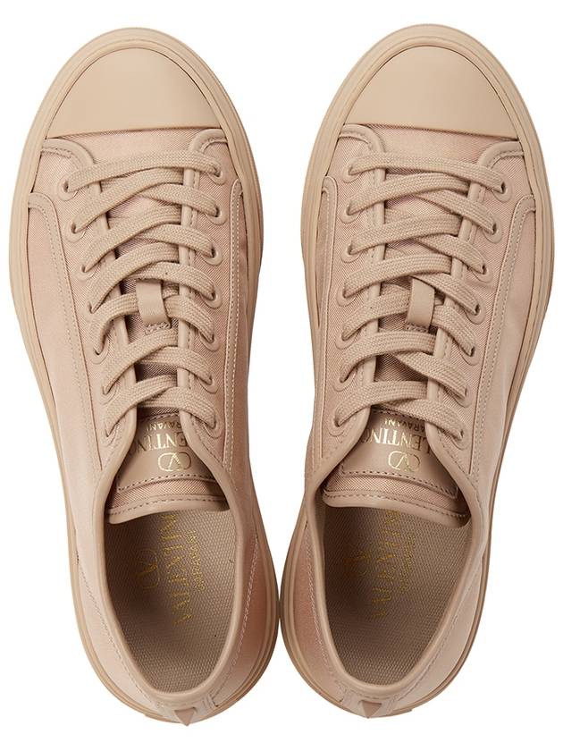 Rockstud Leather Low Top Sneakers Rose - VALENTINO - BALAAN 3