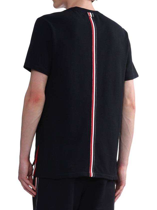 Men's Center Back Striped Short Sleeve T-Shirt Navy - THOM BROWNE - BALAAN 2