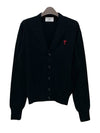 Red Heart Logo Merino Wool Cardigan Black - AMI - BALAAN 3