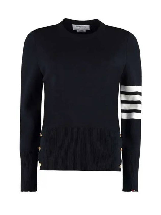 4-Bar Milano Stitch Crew Neck Knit Top Navy - THOM BROWNE - BALAAN 2