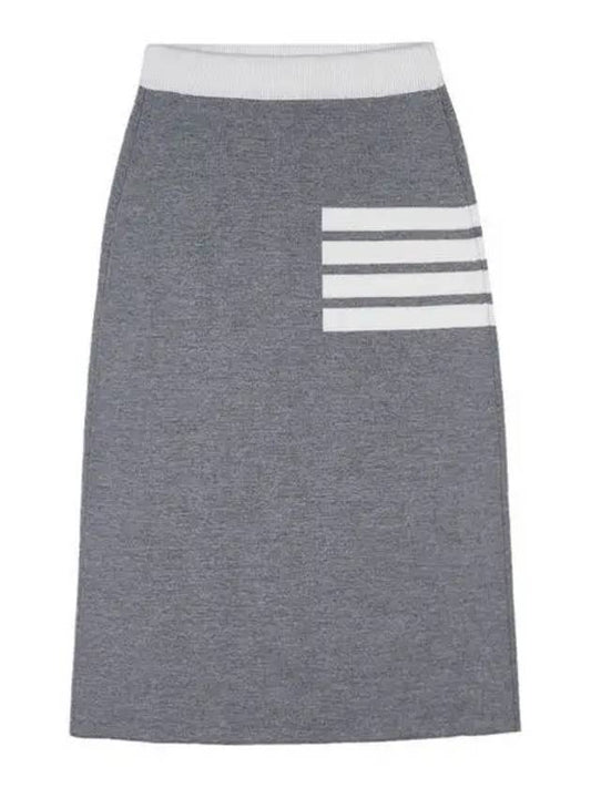 Double Face Merino 4 Bar A Line Skirt Light Grey - THOM BROWNE - BALAAN 2