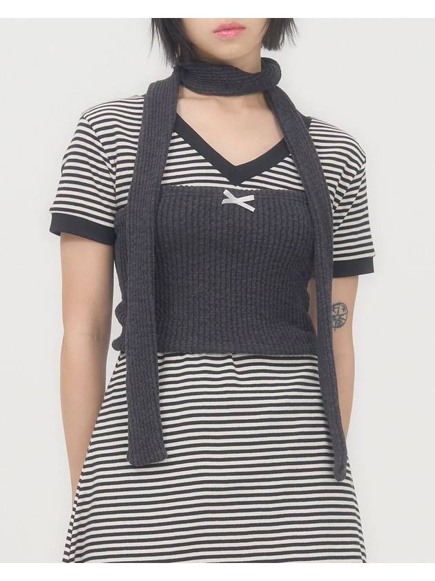 Ribbon Knit Tube Top Charcoal - ZIZEMUSEUM - BALAAN 2