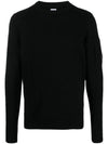 Lens Wappen Classic Crew Neck Wool Knit Top Black - CP COMPANY - BALAAN 1