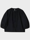 Summer wool half shirring blouse black - NOIRER FOR WOMEN - BALAAN 3