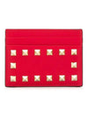 Rockstud Nappa Leather Card Wallet Red - VALENTINO - BALAAN 3