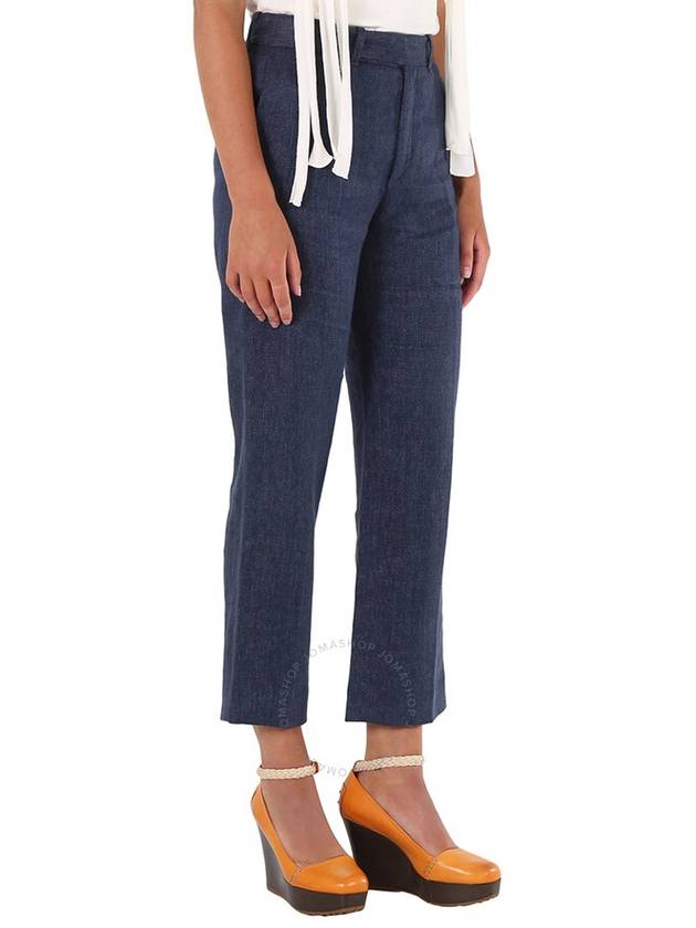 Chloe Ladies Deep Ocean Cropped Tailored Linen Pants, Brand Size 36 (US Size 4) - CHLOE - BALAAN 3