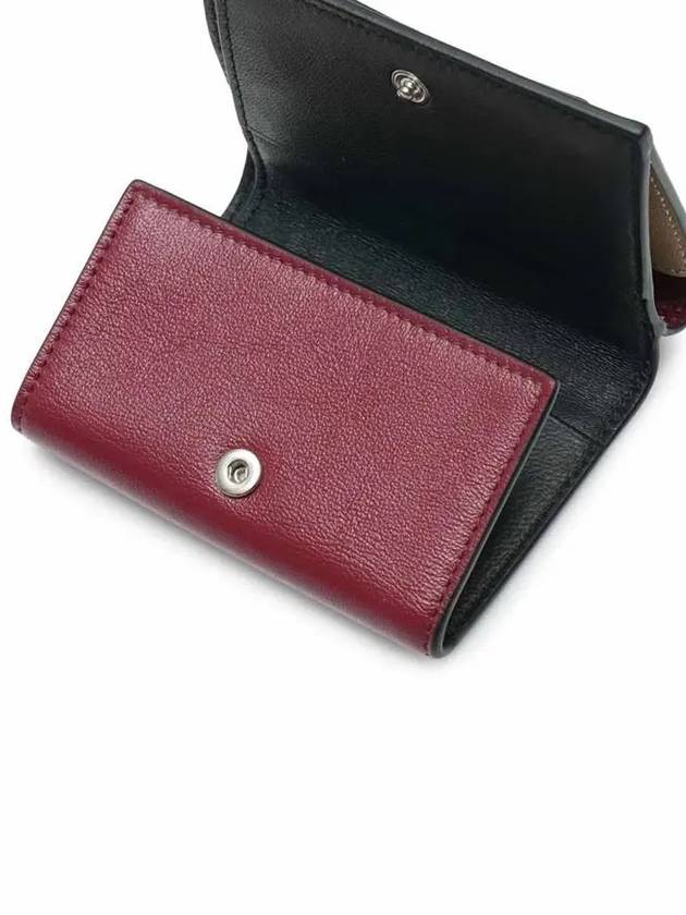 Men's Compact Tri-Fold Leather Half Wallet Wine Dune - MARNI - BALAAN 7