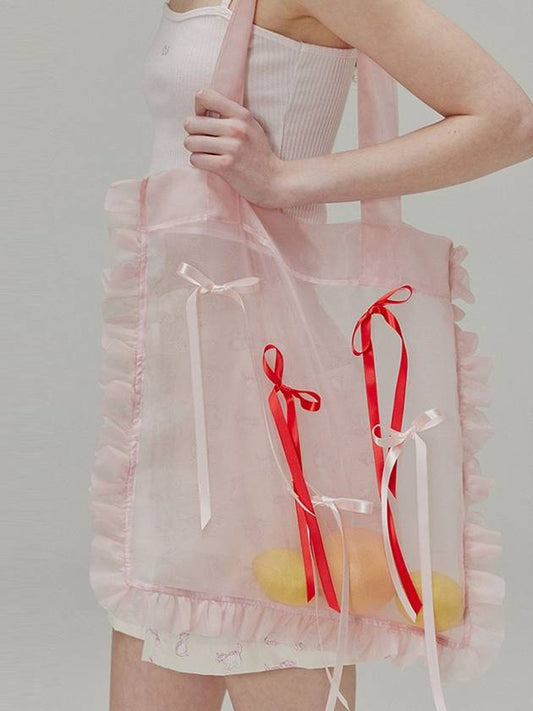 Organza ribbon detail shirring bag_Pink - OPENING SUNSHINE - BALAAN 2