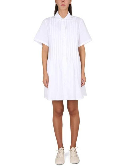 Poplin Shirt Cotton Short Dress White - KENZO - BALAAN 1