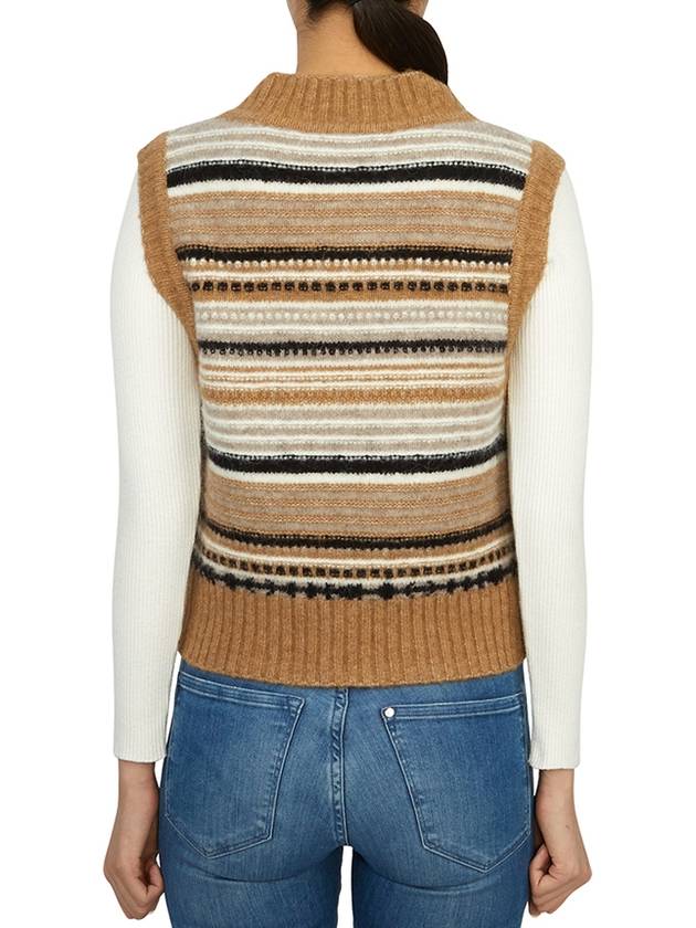 Striped Soft Wool Knit Vest Brown - GANNI - BALAAN 6