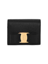 Vara Bow Gloss Flap Half Wallet Black - SALVATORE FERRAGAMO - BALAAN 2