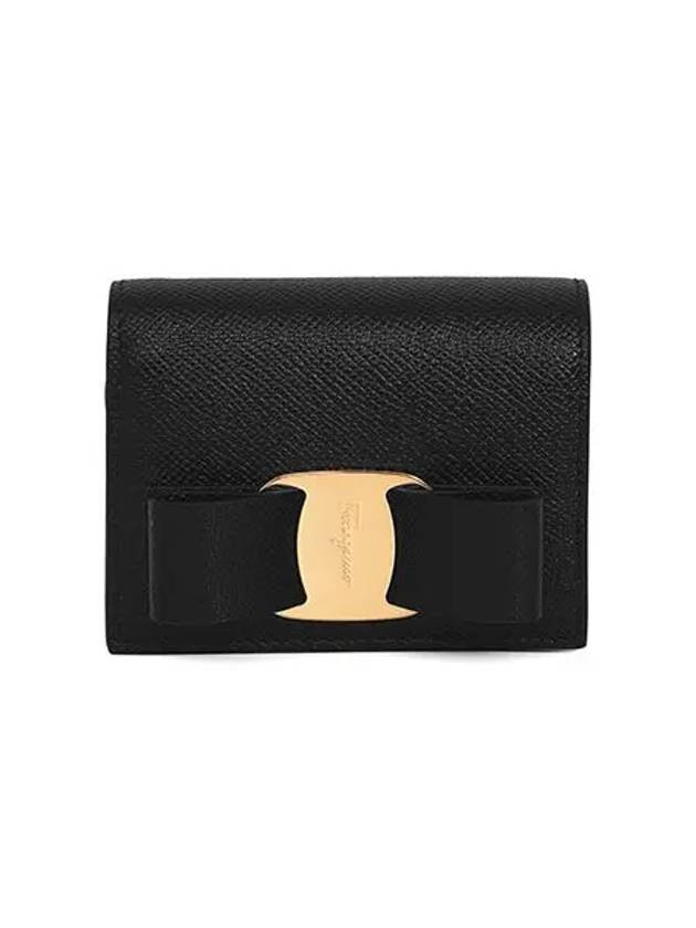 Vara Bow Gloss Flap Half Wallet Black - SALVATORE FERRAGAMO - BALAAN 5