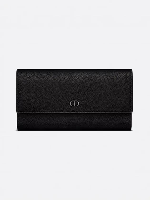 Grained Calfskin CD Icon Signature Long Wallet Black - DIOR - BALAAN 2