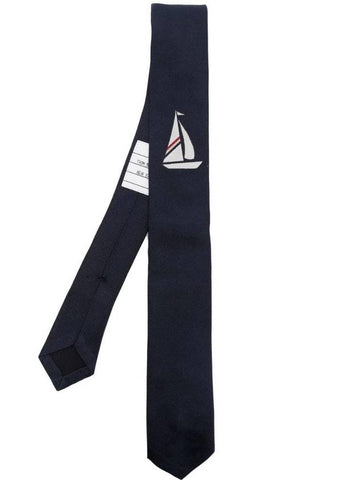 Sailboat Icon Jacquard Tie Navy - THOM BROWNE - BALAAN 1