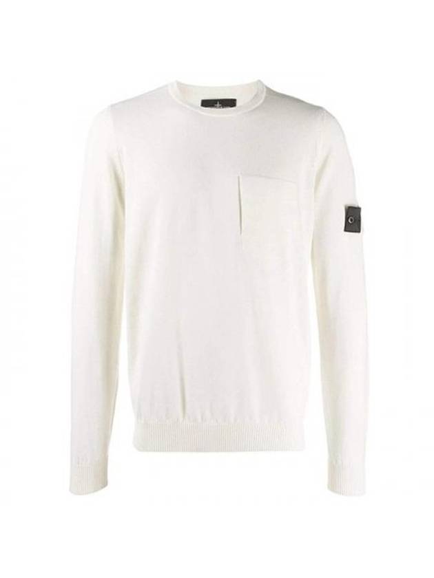 Men's Shadow Project Wappen Pocket Wool Knit Top White - STONE ISLAND - BALAAN 1