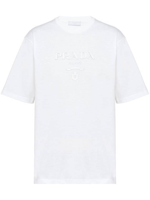 raised logo round-neck T-shirt - PRADA - BALAAN 1