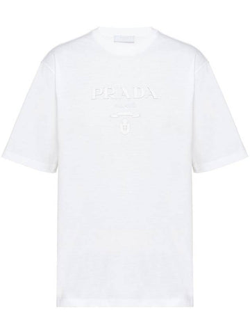 raised logo round-neck T-shirt - PRADA - BALAAN 1