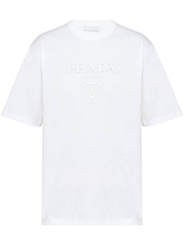 raised logo round-neck T-shirt - PRADA - BALAAN 1