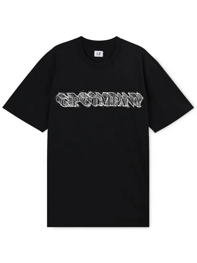 Graphic Logo Print Cotton Jersey Short Sleeve T-Shirt Black - CP COMPANY - BALAAN 4