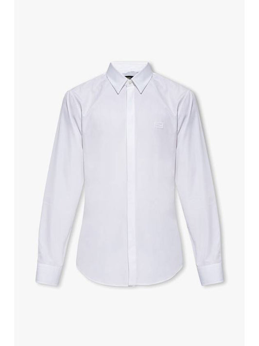 Men's Cotton Long Sleeve Shirt White - FENDI - BALAAN 1