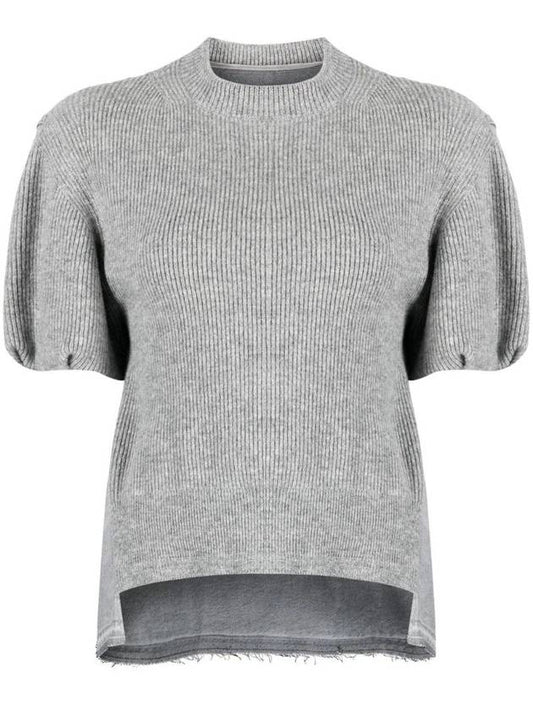 Panel Wool Knit Top Grey - SACAI - BALAAN 1