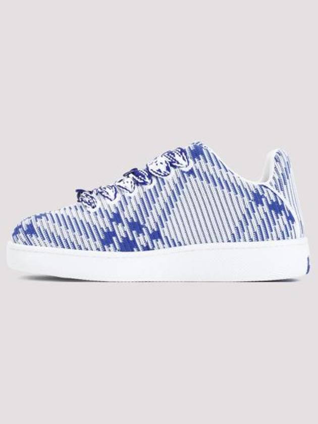 Box Check Print Leather Low Top Sneakers Royal Blue - BURBERRY - BALAAN 3