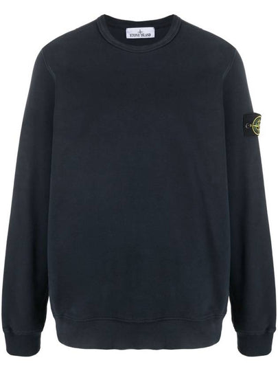 Brushed Cotton Fleece Garment Dyed Crewneck Sweatshirt Navy - STONE ISLAND - BALAAN 2