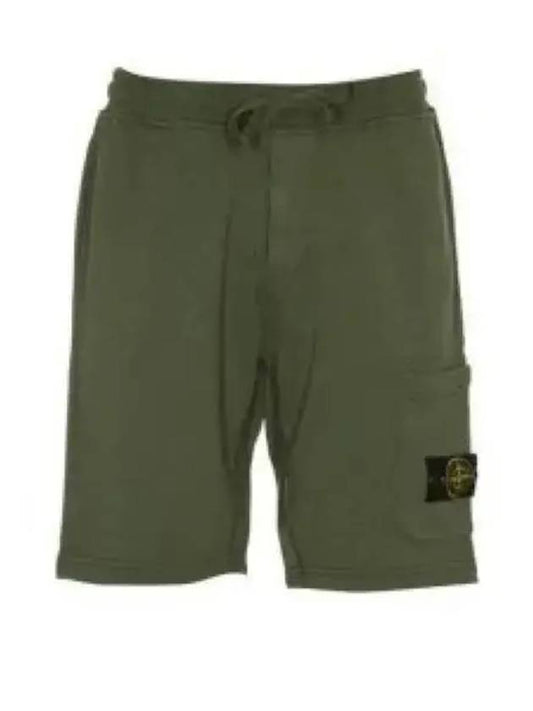 Cotton Fleece Cargo Bermuda Shorts Musk Green - STONE ISLAND - BALAAN 2