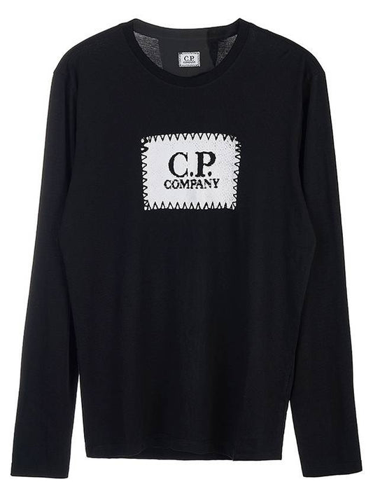 Men's Logo Embroidery Printing Long Sleeve T-Shirt Black - CP COMPANY - BALAAN 1