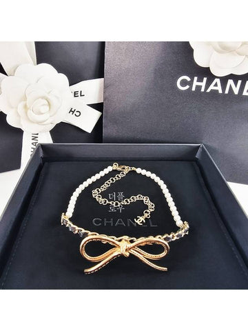 Metal Calfskin Ribbon Choker AB8496 B08183 NI326 - CHANEL - BALAAN 1