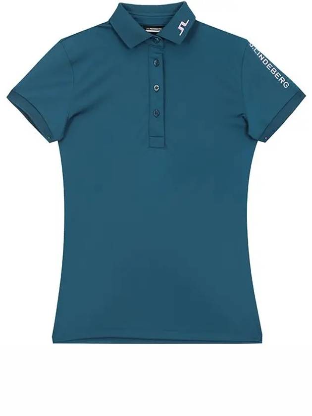 Tour Tech Short Sleeve Polo Shirt Blue Moroccan - J.LINDEBERG - BALAAN 3