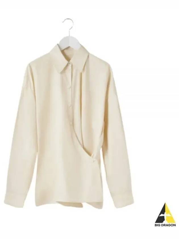 Dry Silk Straight Collar Twist Shirt Cream - LEMAIRE - BALAAN 2