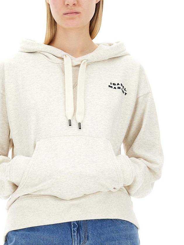 Sylla Embroidered Logo Oversized Hoodie Ecru - ISABEL MARANT - BALAAN 5